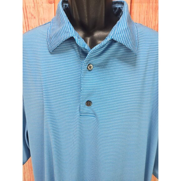 FootJoy FJ Mens Blue Striped Lisle Polo Shirt Size XL - Picture 3 of 8